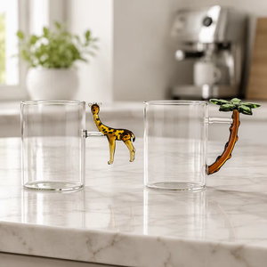 Tasses en <span class=keywords><strong>verre</strong></span> personnalisées <span class=keywords><strong>Girafe</strong></span>, design européen créatif, vente en gros, ensembles café et thé, tasses cadeaux fabriquées dans le Jiangsu - Product Image 2