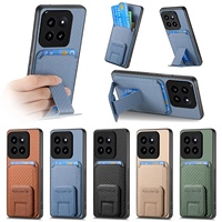 Étui en similicuir antichoc avec fente magnétique pour cartes et support invisible pour Redmi Note 15 Pro, Xiaomi 17 Pro Max, K90 – Protection intégrale simple