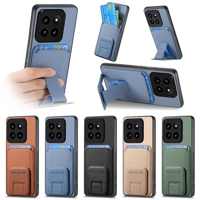 For Redmi Note15pro Xiaomi 17ProMax K90 Case Faux Leather Magnetic Card Slot Invisible Stand Shockproof Full Cover Simple