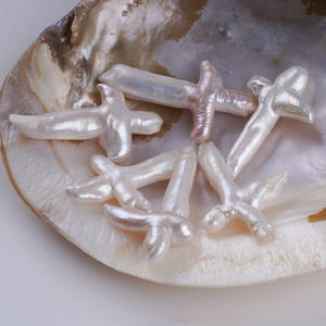 Perles baroques d'eau douce naturelles en vrac, blanches, perforées, en forme de croix, pour la fabrication de colliers et d'accessoires de bijoux - Product Image 2