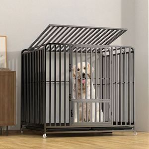 Dog Cage Large Breed Steel Wire Frame Rectangle Durable Home Pet Cage With Toilet Area Golden Retriever Crate - Product Image 1
