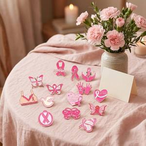 Set <span class=keywords><strong>de</strong></span> Broches <span class=keywords><strong>de</strong></span> Esmalte Duro con Lazo Rosa para Concienciación sobre el Cáncer <span class=keywords><strong>de</strong></span> <span class=keywords><strong>Mama</strong></span>, Insignias <span class=keywords><strong>de</strong></span> Supervivencia, Fe, Lucha, Corazón y Mariposa, Regalo al por Mayor - Product Image 3
