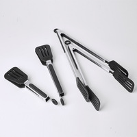 Pinces de barbecue en acier inoxydable de luxe en gros personnalisées, retourneurs en métal, outils de cuisine avec pinces en silicone