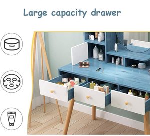 Salon mural rond pour femmes Nordic Small Window 9 Drawer Used Dressers Table Dressing Table Green - Product Image 4