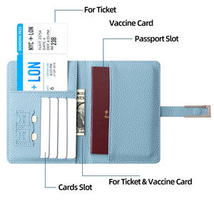 Porte-passeport couverture portefeuille voyage essentiel RFID bloquant carte en cuir passeport Clip étiquette de bagage ensemble pour femmes hommes - Product Image 5