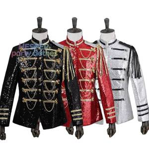 Veste de scène à paillettes pour homme HP avec chaîne à pampilles, tenue de performance pour DJ, animateur, chanteur, soirée en boîte de nuit - Product Image 1