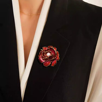 Broche personnalisée en perles de pivoine, élégante, pour femme, vente en gros