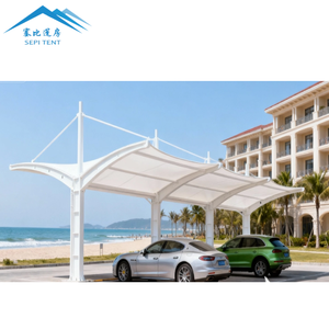 ที่บังแดดรถสองชั้นแบบเดี่ยวที่คลุมโครงสร้างเหล็กที่บังแดดสำหรับจอดรถ - Product Image 5