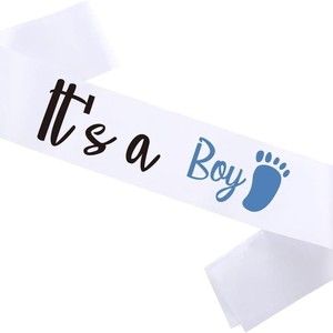 Decoración de fiesta Género Reveal Hombro Faja Rosa y azul Baby Shower Suministros Cinta - Product Image 3