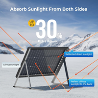 Panel Solar Bifacial de 100W 12V con Marco Negro, Panel de Vidrio de Alta Eficiencia Tipo N para Techo de Autocaravana, Marina, Camping, Cabaña, Barco