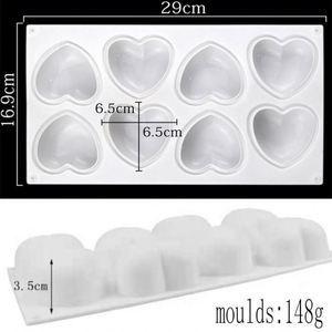 Molde de Silicona con 8 Cavidades en Forma de Corazón para Hornear Chocolate, Jabón, Pudín, Gelatina, Dulces, Galletas, Helados y Pasteles - Product Image 3