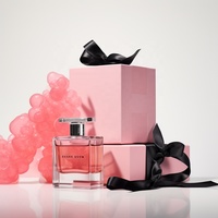 Bouteille de parfum en verre carrée de luxe personnalisée en gros avec pompe de pulvérisation 30ml 50ml ensemble d'emballage de carton de parfum cosmétique rose