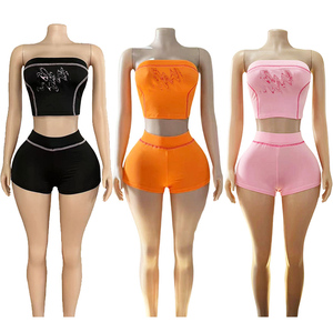 F1360-new arrivi 2025 Casual Set di pantaloncini e pantaloncini 2 pezzi di <span class=keywords><strong>abbigliamento</strong></span> donna due pezzi - Product Image 1