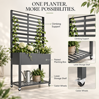Jardinière surélevée avec treillis, bac à plantes métallique roulant avec étagère, couleurs personnalisées, OEM ODM pour marques de jardinage en marque blanche