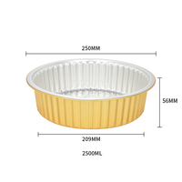 Contenants en aluminium doré à double épaisseur de 2500 ml, barquettes jetables rondes de qualité alimentaire pour plats en aluminium