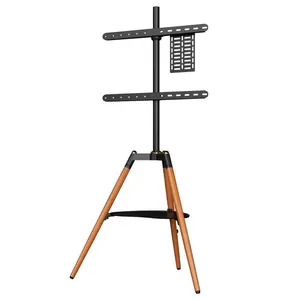 Factory Directly Supply 32-65Inch Universal Wooden Base Studio Tv Floor Stand With Storage In Corner Triple Lesgs Lcd Standing