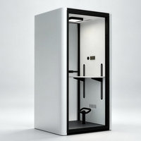 Cabine de bureau insonorisée moderne et silencieuse avec cadre en aluminium blanc minimaliste, port de charge USB, pour bureau à domicile, hôtel