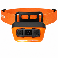 Lampe frontale LED en aluminium zoomable avec capteur de mouvement, batterie polymère rechargeable 1000 mAh et affichage pour la randonnée et le camping