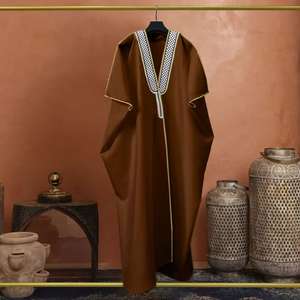 Abaya de style basique personnalisable en usine avec logo, OEM, ODM – Robe longue musulmane confortable de couleur unie, Abaya simple - Product Image 4