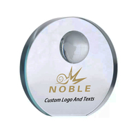Plaque en verre ronde artisanale avec globe, logo personnalisé, cadeau d'entreprise, trophée, récompense, vente en gros, fabricant Noble