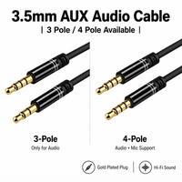 Câble audio AUX 3,5 mm, fiches plaquées or, coque en alliage d'aluminium, mâle-mâle, blindage en PVC tressé, pour voiture, home cinéma, haut-parleur 1080p
