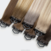 Extensions de cheveux russes invisibles XO à double trame perforée, cheveux humains vierges Remy bruts teints, trame à trous papillon, cheveux à double tressage