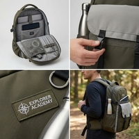 Sac à dos gris clair vert à blocs de couleur avec logo personnalisé tissé, résistant à l'eau, en tissu Oxford, fermeture éclair, 20-36L, pour garçons, étudiants, activités de plein air