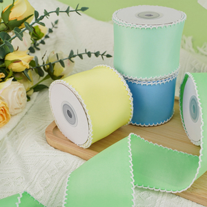 شريط غروغران مخصص بعرض 2.5 بوصة (63 مم) مع طباعة حرارية وحواف مخيطة على شكل هلال لأعمال الحرف اليدوية وإكسسوارات الشعر - Product Image 2