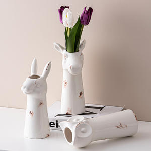 Retro Aged Animal Ceramic <strong>Vase</strong> Decorated on the Desktop Featuring Owl <strong>zebra</strong> and Deer <strong>Vase</strong> - Product Image 3