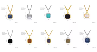 Collier carré en pierre de marbre personnalisé en acier inoxydable poli de haute qualité collier Nfc personnalisé à la mode