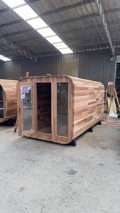 Sang Trọng 1-2 Người Truyền Thống Hơi Nước Cube Tuyết Tùng Điện Vuông Mini Phòng Tắm Hơi Cabin Với Máy Nóng Đá Thiết Kế Hiện Đại Giá Tốt - Product Image 3