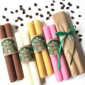 100% 순수 원시 꿀벌 왁스 손으로 압연 8 "Drippless 완벽한 화상 벌집 밀랍 테이퍼 양초 - Product Image 1