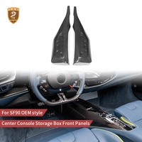 Pour Ferrari SF90, panneau de garniture de boîte de rangement avant de console centrale en carbone sec de style OEM, véritable préimprégné, vente en gros