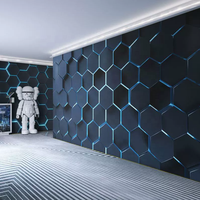 Murale murale 3D géométrique moderne, imperméable et facile à installer pour salle de jeux et fond de karaoké