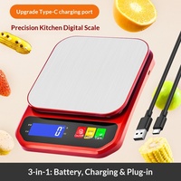 Balance de cuisine électronique en acier inoxydable Rubber Tree, capacité 10 kg, port de charge Type-C, mesure des grammes de café, usage domestique