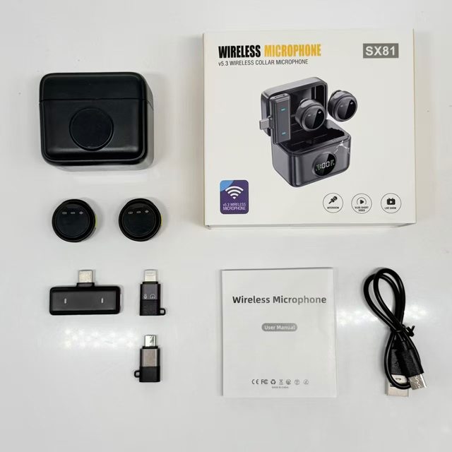 SX81 Wireless Lapel Microphone Wireless Microphone Mini Magnetic Wireless Microphone Live Microphone Noise Reduction