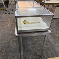Vitrine de magasin MASTER avec cadre argenté, éclairage LED, en verre, pour bijoux, verrouillable, de luxe, haut de gamme, pour comptoir de boutique