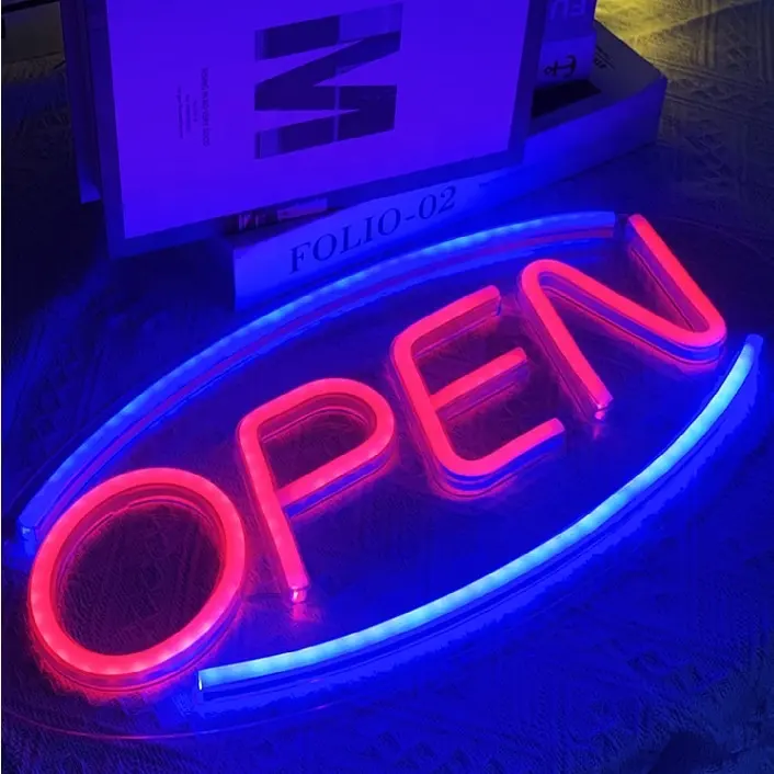 Décoration extérieure et intérieure imperméable enseigne ouverte de magasin menée au néon enseigne ouverte menée au néon en acrylique