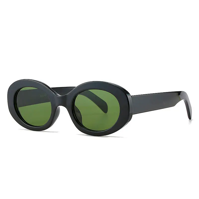 Custom Logo 2022 Fashion Retro Women Men Round Shades Sun Glasses UV400 Black Oval Sunglasses