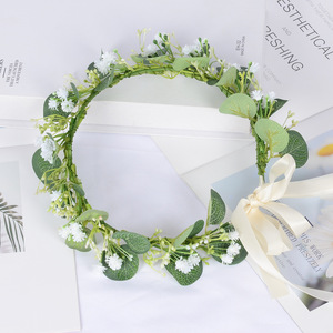 Corona di Fiori Pasquale per Donne con Nastro Regolabile - Fascia Floreale per Ragazze, Copricapo, Ghirlanda per Capelli, Aureola Nuziale per EID - Product Image 3