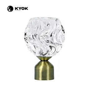 KYOK 28MM antique brass curtain rod sets curtain pipes with crystal finials curtain pole and accessories supplier
