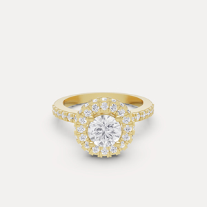 Bague de fiançailles en or 9 carats avec halo dissimulé de diamants de laboratoire, taille ronde, qualité VVS-VS, bijoux de mariage en gros à vendre - Product Image 4