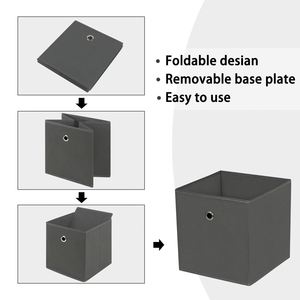 Boîtes de rangement pliables, cubes de rangement en tissu de 11 pouces, boîtes en tissu avec poignées pour l'organisation de la maison - Product Image 5