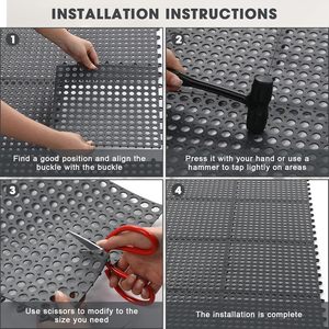 Premium 24 Pack interblocco di piastrelle per pavimento modulari 12 "X 12" tappetino antiscivolo in gomma per drenaggio 1 pz martello di plastica - Product Image 2
