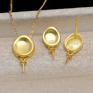 Ensemble de pendentifs et boucles d'oreilles baroques en argent S925, collier pour femme givré, accessoire en perle déformée DIY 5115 - Product Image 1