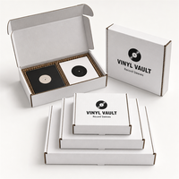 Boîte en carton ondulé blanc personnalisée avec impression noire et séparateur en nid d'abeille pour disques vinyles