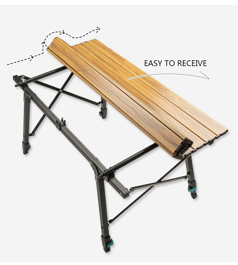 Metal 90CM Aluminum Fold Up Table Garden Portable Wooden Folding Picnic