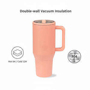 Vaso Térmico de Acero Inoxidable de Doble Pared, 40 oz, con Asa Portátil y Pajita para Exteriores, Regalo Especial para las Fiestas - Product Image 2