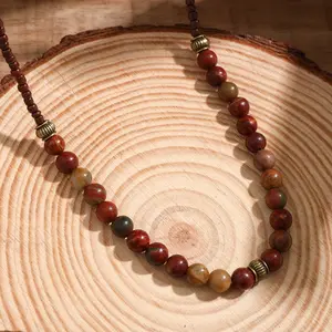 Ожерелье из бисера трансграничное западное тренд унисекс деревянный и бирюзовый драгоценный камень кулон ювелирные изделия