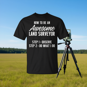 Camiseta Land Surveying Observe Surveyor negra para adultos, ajuste unisex - Product Image 3